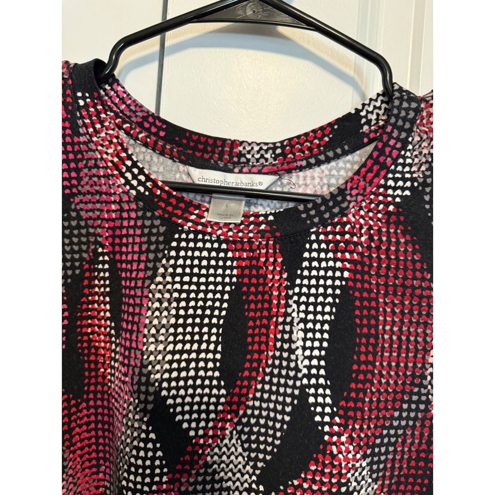 Christopher & Banks Womens Size L 3/4 Sleeve Round Neck Abstract Print Top - Picture 7 of 9
